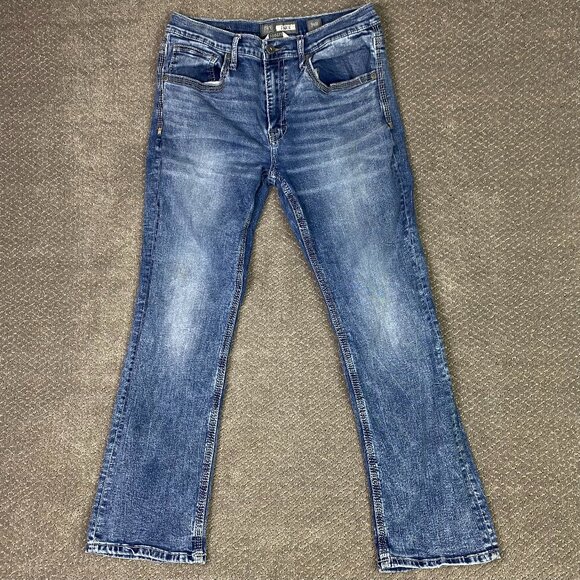 BKE Jake Bootleg Jeans Men's 36R Measures 34 x 30 Blue Stretch Denim Bootcut - Picture 1 of 14